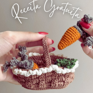 Receita de amigurumi gratuita - Cestinha de cenoura