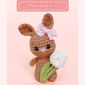 Receita de amigurumi gratuita - Coelha com Flor
