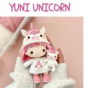 Receita de amigurumi em PDF - Yuni Boneca Unicornio