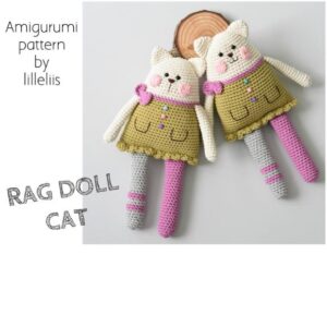 Receita de amigurumi em PDF - Rag Cat Doll