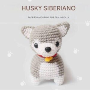 Receita de amigurumi em PDF - Cachorro Husk Siberiano