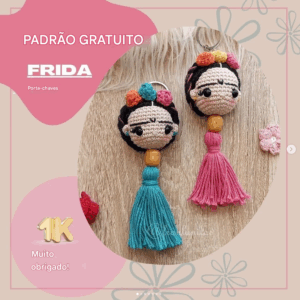 Receita de amigurumi gratuita - Chaveiro Frida