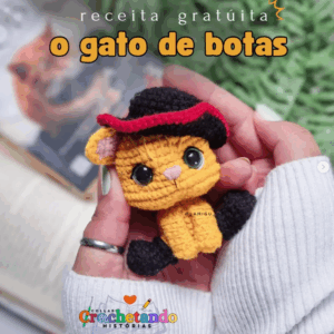 Receita de amigurumi gratuita - Gato de Botas