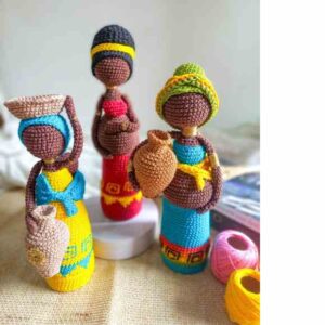 Receita de amigurumi em PDF - Boneca Africana