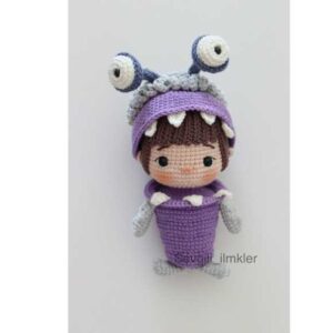 Receita de amigurumi em PDF - Boo com roupa de Monstros S/A