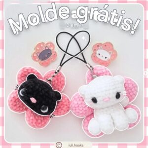 Receita de amigurumi gratuito - Chaveiro gatinhos