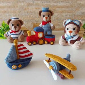 Receita de amigurumi em PDF - E-book Ursinhos viajantes completo