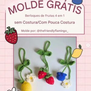 Receita de amigurumi gratuito - Berloques de frutas