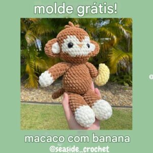 Receita de amigurumi gratuita  - Macaco com Banana