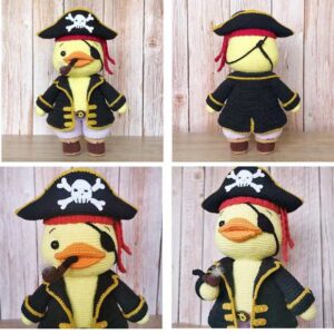 Receita de amigurumi em PDF - Donnie o rei pirata pato