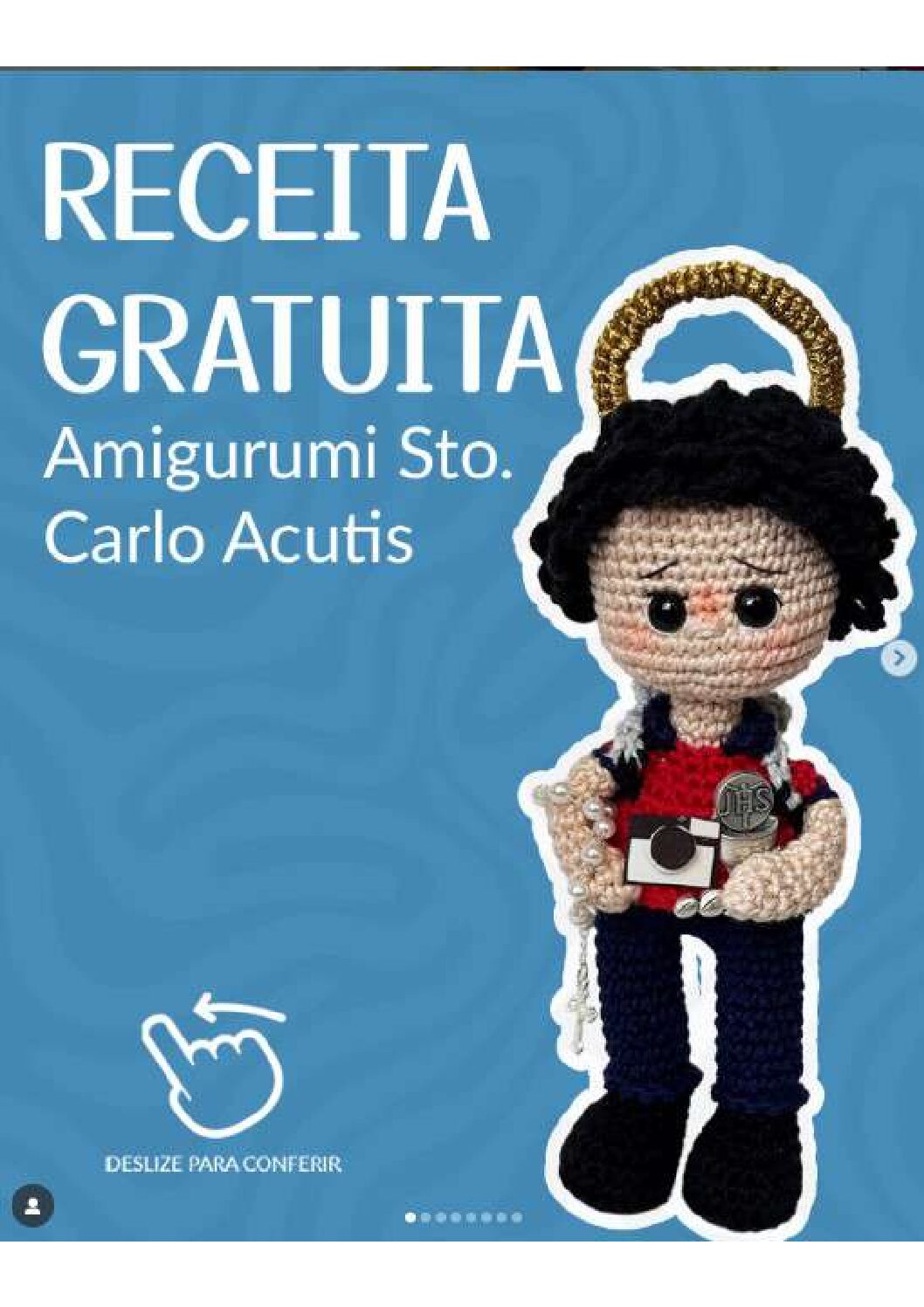 Receita de amigurumi gratuita - Sto Carlo Acutis
