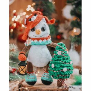 Receita de amigurumi em PDF - Boneco de Neve azeitona