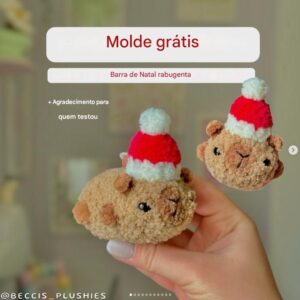 Receita de amigurumi gratuita - Capivara de Natal