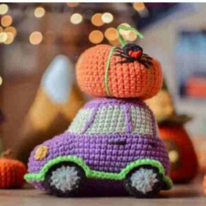 Receita de amigurumi em PDF- Carro Abóbora