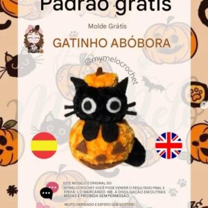 Receita de amigurumi gratuita - Gatinho Abóbora
