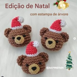 Receita de amigurumi gratuita - Ursinhos de natal