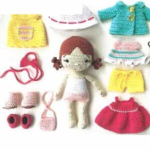 Receita de amigurumi em PDF - Elina e suas roupas