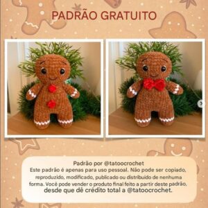 Recita de amigurumi gratuito - Boneco de Gengibre