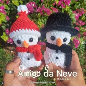 Receita de amigurumi gratuita - Boneco de Neve