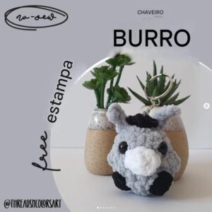 Receita de amigurumi gratuita - Chaveiro Burrinho