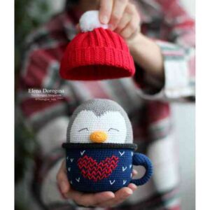Receita de amigurumi em PDF - Caneca de Pinguim