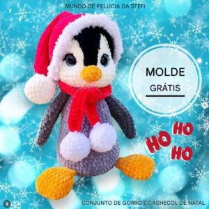 Receita de amigurumi gratuita - Chapeu e cachecol de natal