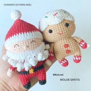 Receita de amigurumi  gratuito - Chaveiro Papai Noel