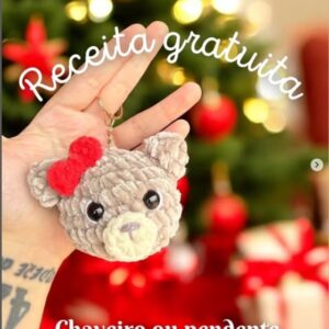 Receita de amigurumi gratuita - Chaveiro ursinho de natal