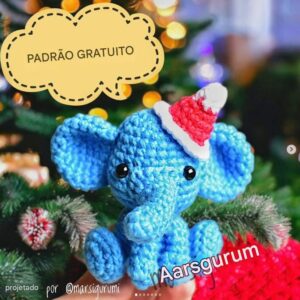 Receita de amigurumi gratuito - Elefante de Natal
