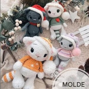 Receita de amigurumi gratuito - Gatinhos de Natal