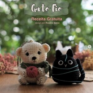 Receita de amigurumi gratuita - Gato Fio