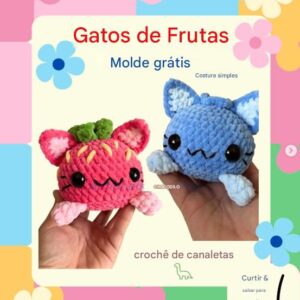 Receita de amigurumi gratuita - Gatos Frutas