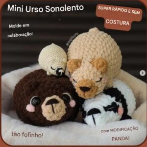Receita de amigurumi gratuita - Mini Urso Sonolento