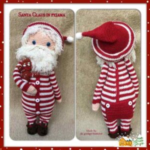Receita de amigurumi em PDF - Papai Noel de Pijama