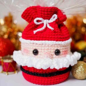Receita de amigurumi em PDF - Porta Panetone Papai Noel
