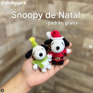 Receita de amigurumi gratuita - Snoopy de Natal