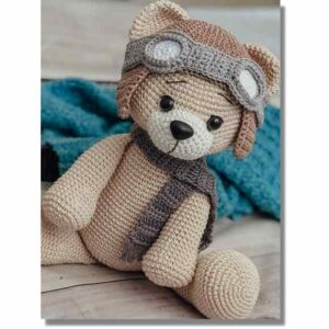 Receita de amigurumi em PDF - Ursinho Aviador