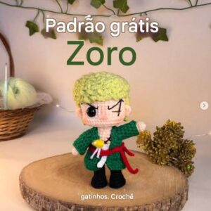 Receita de amigurumi gratuita - Zoro - One Piece