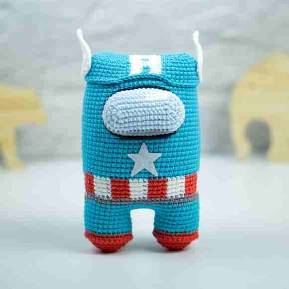 Receita de amigurumi em PDF - Among Us Capitão América