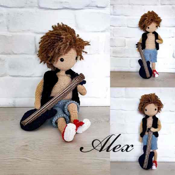 Receita de amigurumi em PDF - Boneco da Guitarra