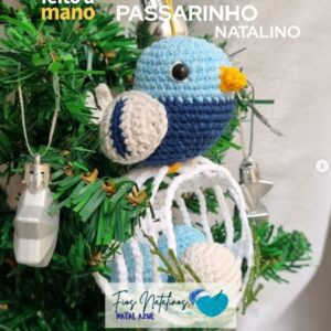 Receita de amigurumi gratuita - Passarinho Natalino