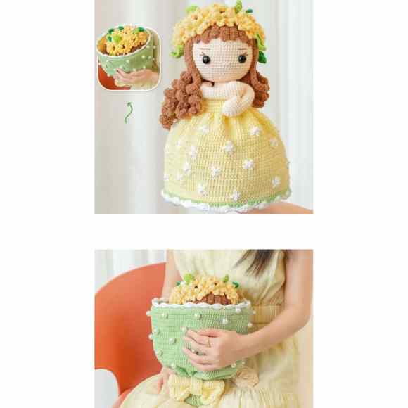 Receita de amigurumi em PDF - Boneca Reversível - Princesa Flor