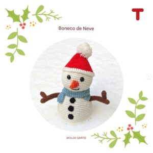 Receita de amigurumi gratuita - Boneco de Neve