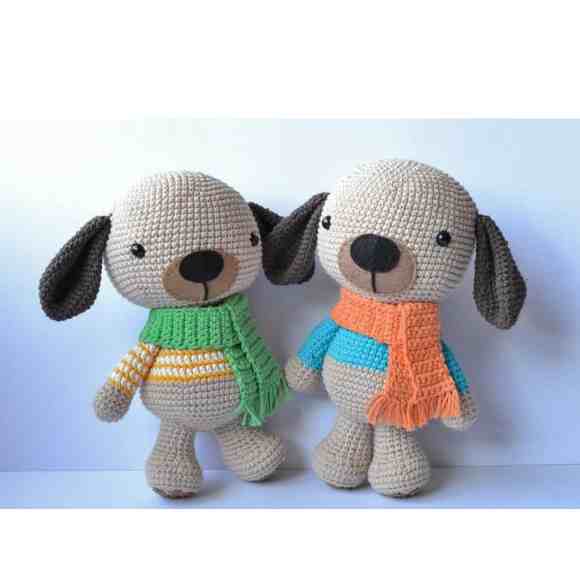 Receita de amigurumi em PDF - Cachorrinho com Cachecol