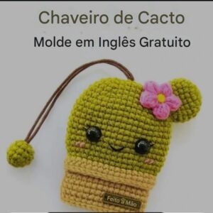 Receita de amigurumi gratuita - Chaveiro Cacto