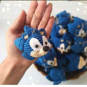 Receita de amigurumi em PDF - Chaveiro Sonic