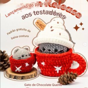 Receita de amigurumi gratuita - Gato chocolate quente