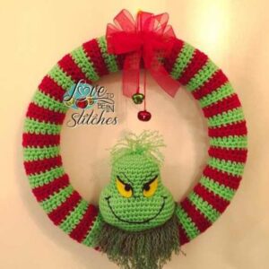 Receita de amigurumi em PDF - Guirlanda Grinch