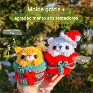Receita de amigurumi gratuita - Shiba e urso presente de natal