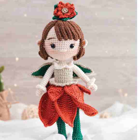 Receita de amigurumi em PDF -Elfo da Poinsetia